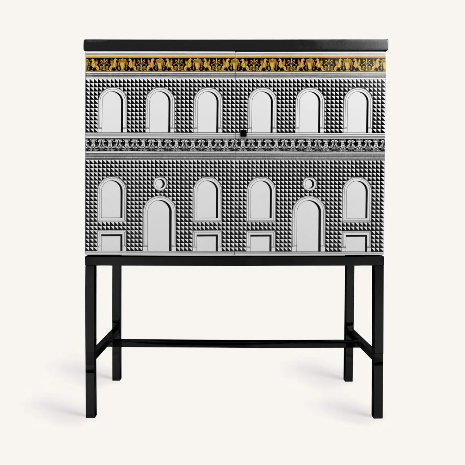 Outlet Credenza Rialzata Facciata Quattrocentesca Armadietti