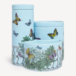 Clearance Nel Mentre Set Di Tre Candele Profumate - Decoro Farfalle E Balaustra - Fragranza Giardino Segreto Candele Profumate