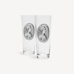Cheap Set 2 Bicchieri Soda Cammei Bicchieri E Sottobicchieri