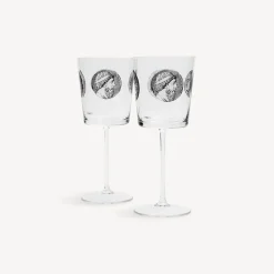 Shop Set 2 Calici Vino Cammei Bicchieri E Sottobicchieri